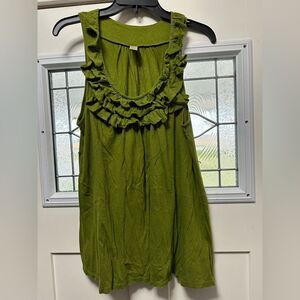 Merona Ruffle Tank. Olive Green. Flowy (227)